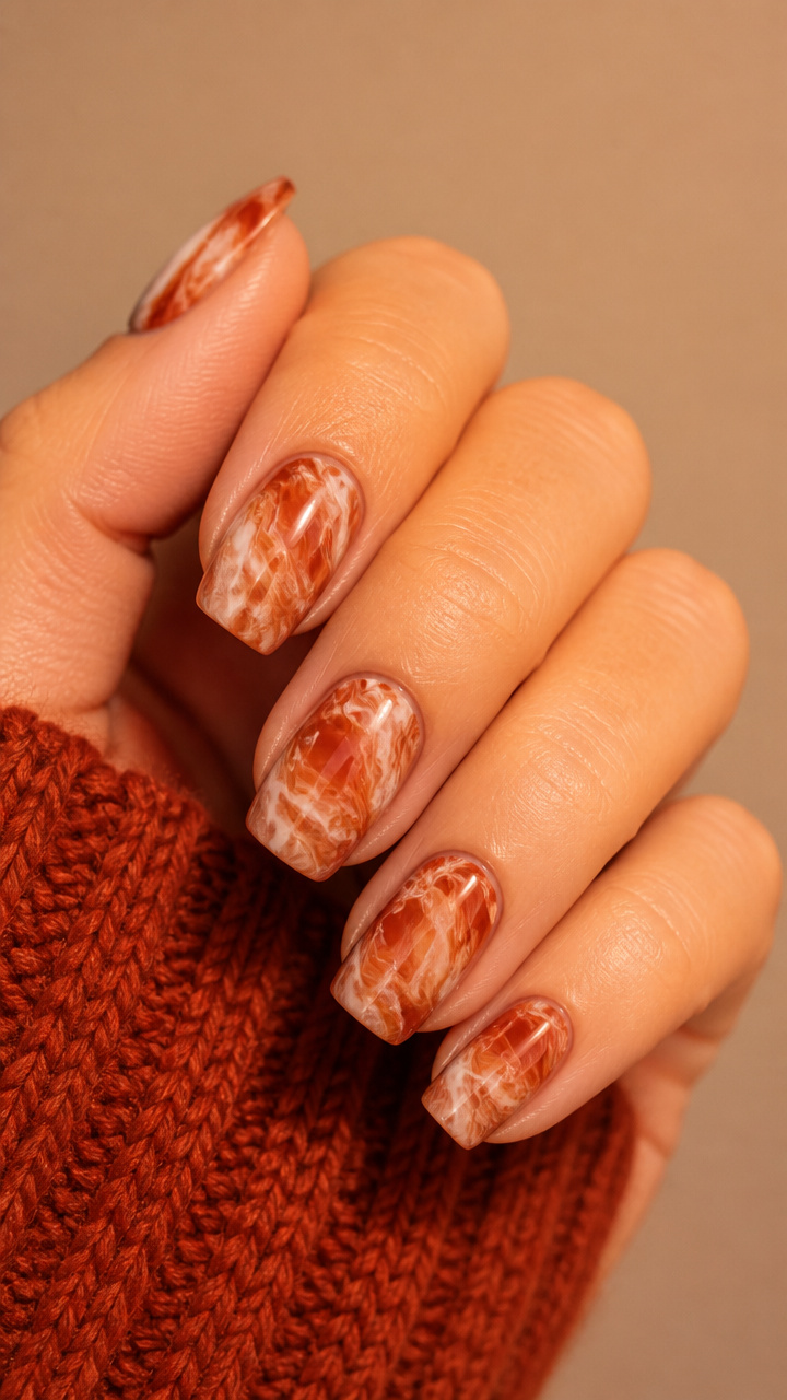 Rust and Cream Marble Swirl