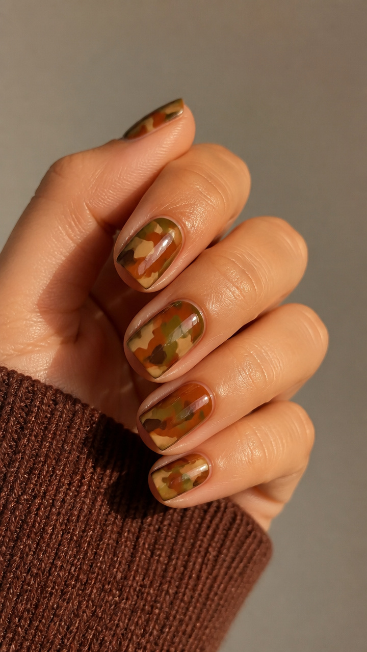 Rust and Olive Green Autumn Camo