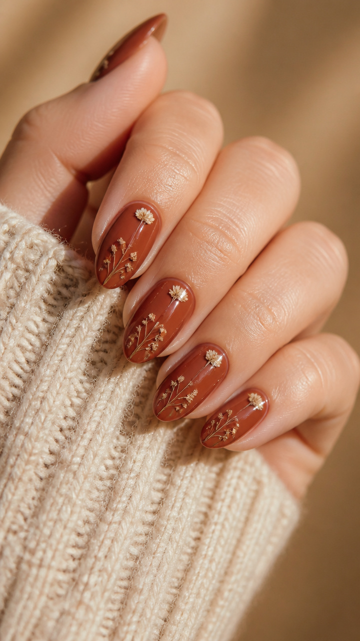 Rust with Tiny Dried Flower Inlay