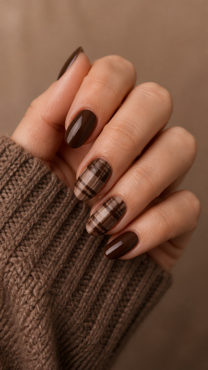 Rustic Brown Plaid Accents