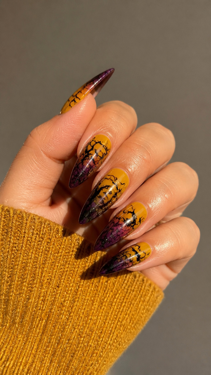 Sunset Gradient with Black Crackle
