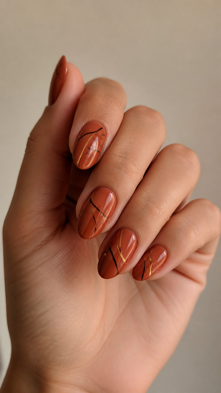 Terracotta with Minimalist Line Art