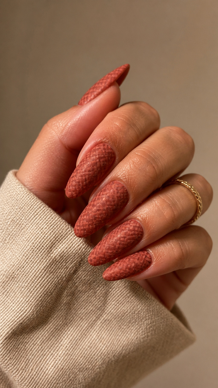 Terracotta with Woven Linen Texture