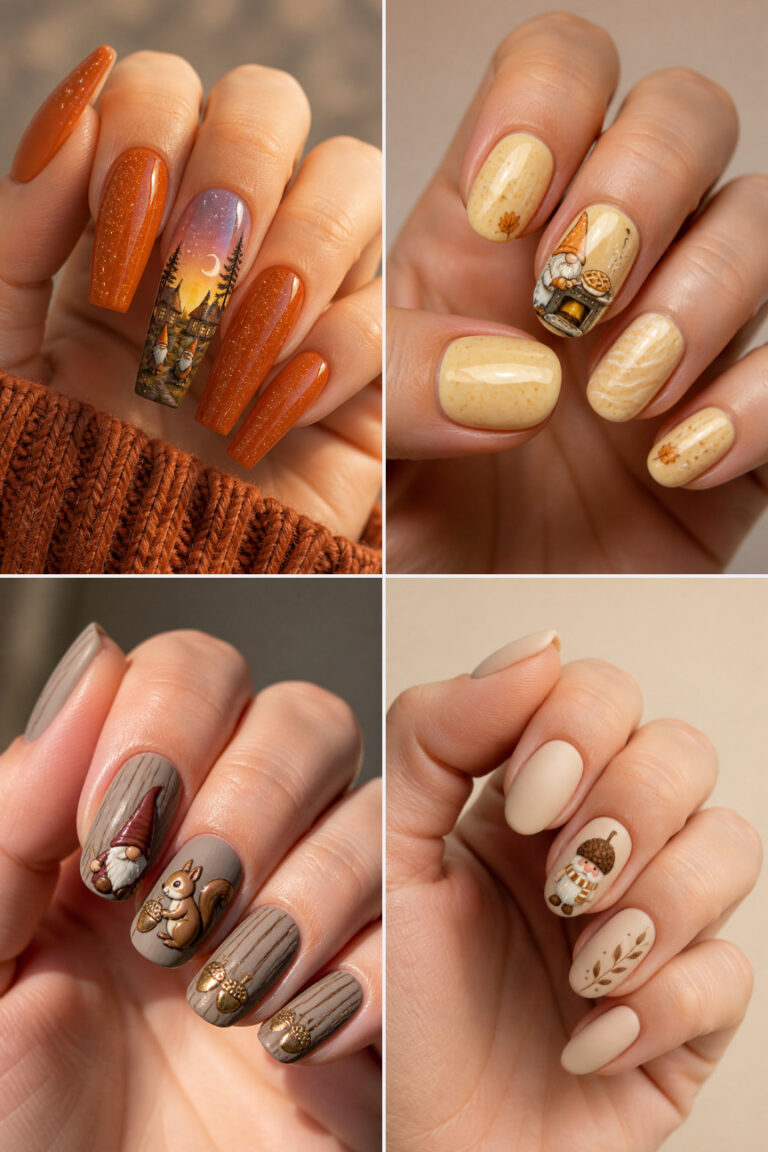 15 Gnome Nail Art Ideas for a Cute Thanksgiving Manicure