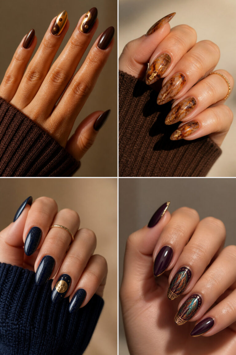 15 Gold Chrome Accent Nail Ideas for Thanksgiving Dinner