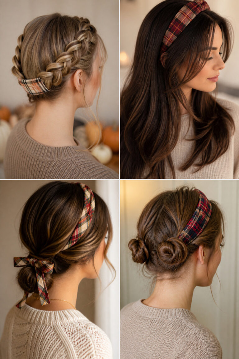 15 Plaid Headband Hairstyles for Cozy Fall Thanksgiving Looks