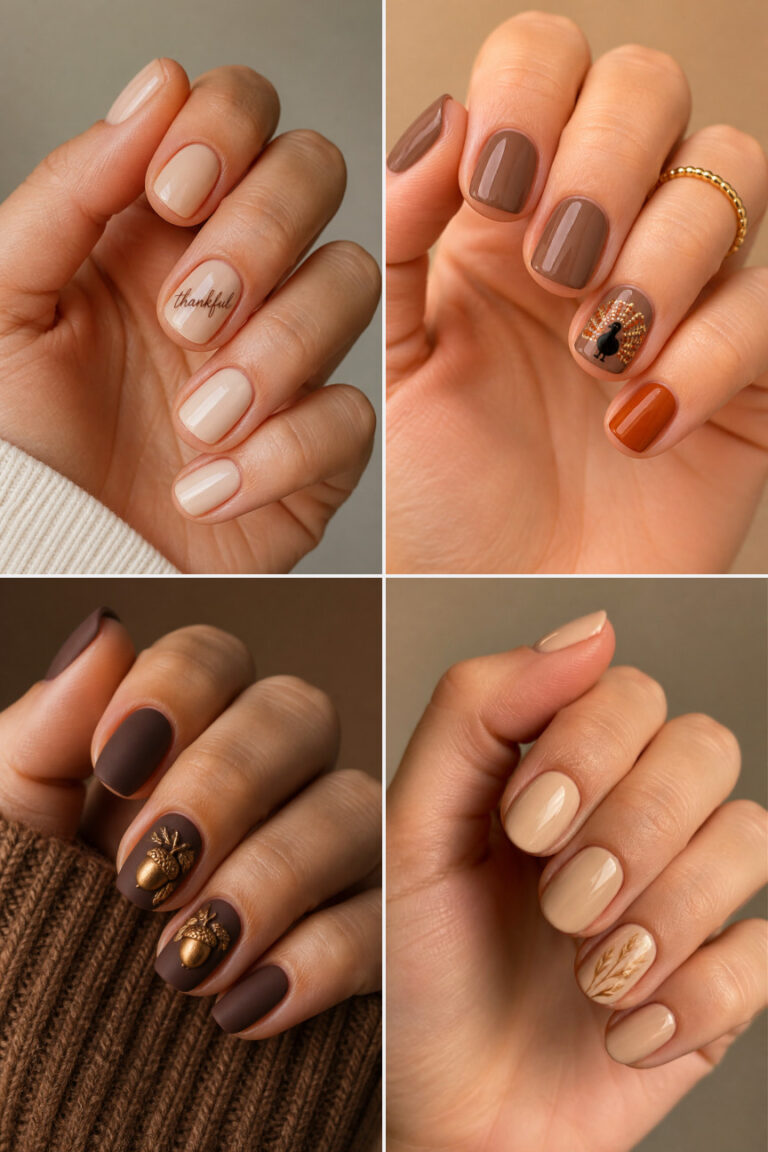 15 Short Nail Thanksgiving Designs That Are Simple Yet Stunning