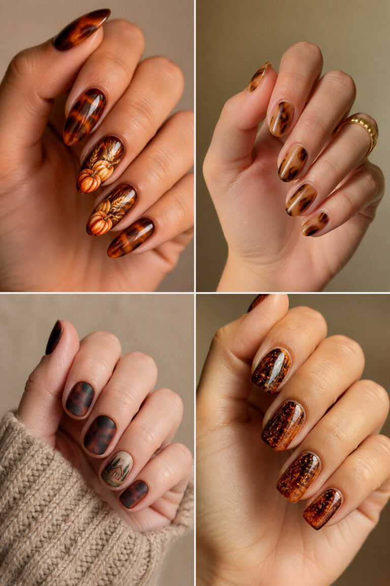 15 Tortoiseshell Nail Designs That Are Perfect for Fall and Thanksgiving