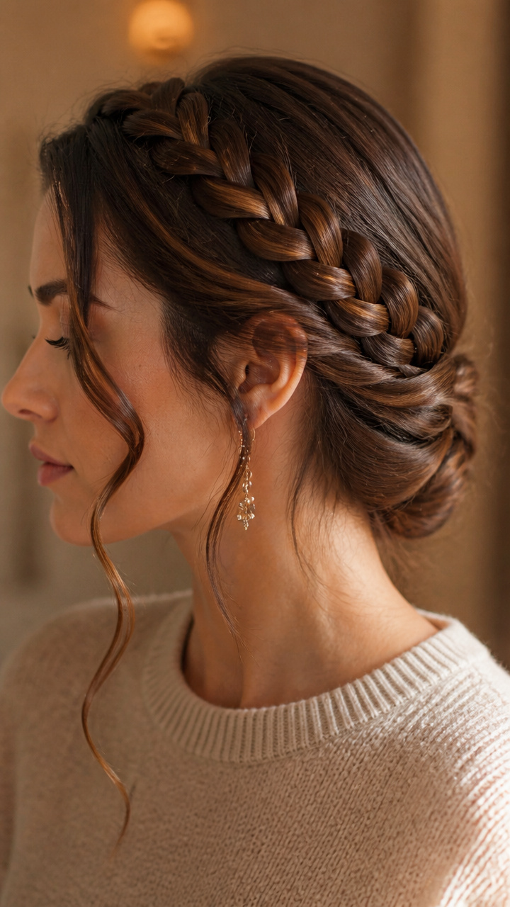 Asymmetrical Braided Headpiece Look