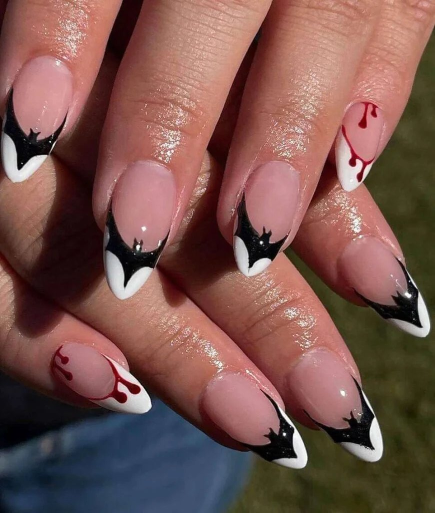 Bat and Blood Drip Nails