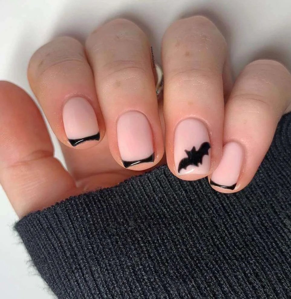 Bat French Tip Nails