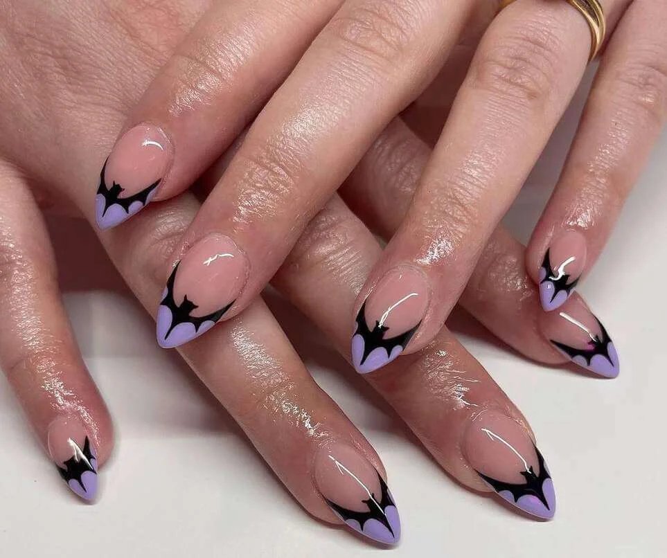 Black purple bat nails