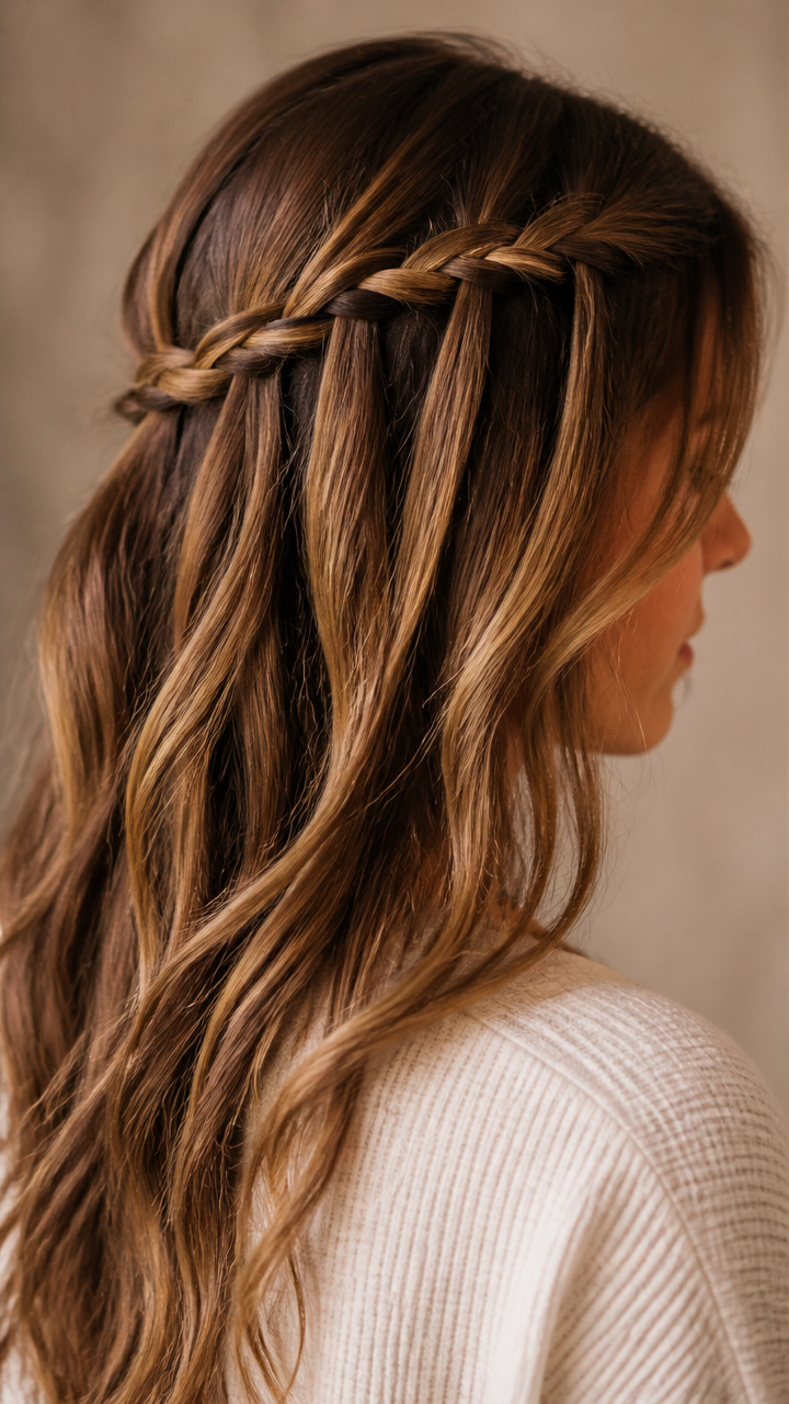 Bohemian Waterfall Braid Along One Side