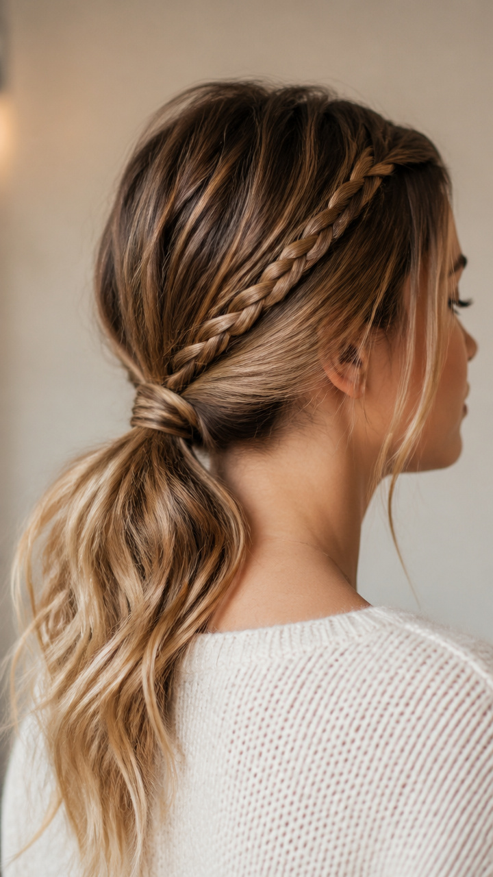 Braided Accent in Soft Ponytail