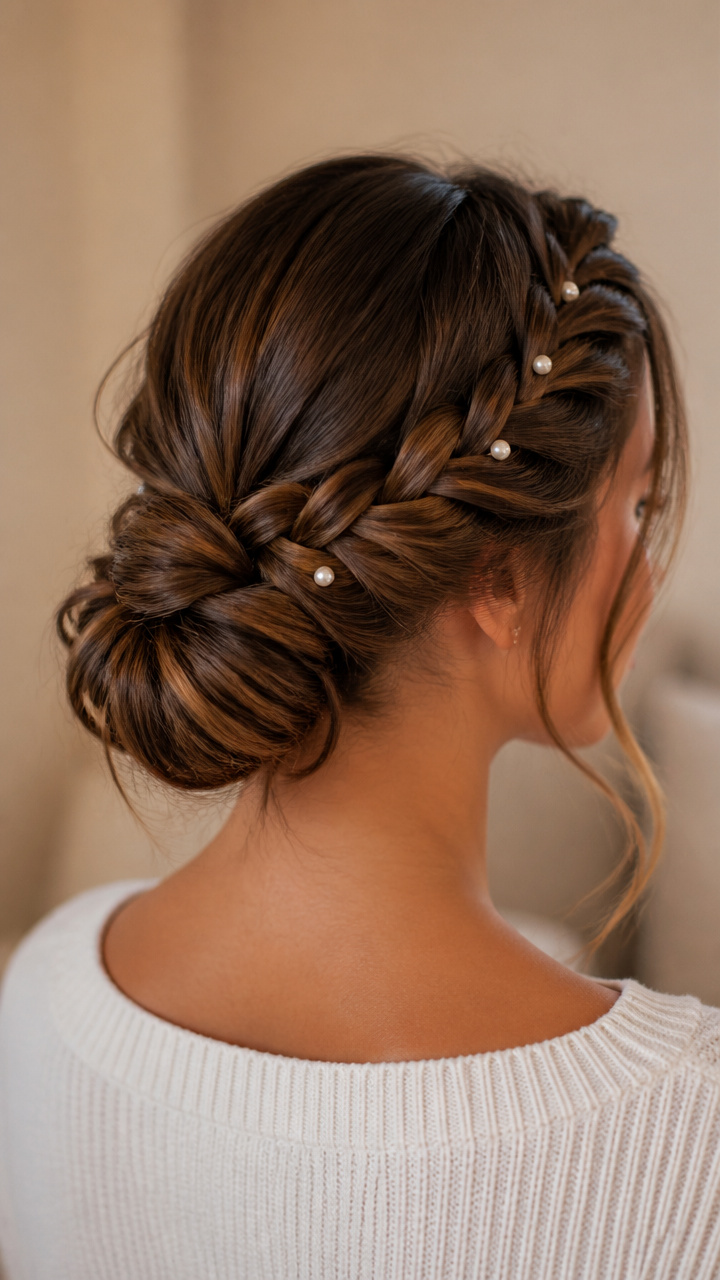 Braided Bun with Pearl Pins