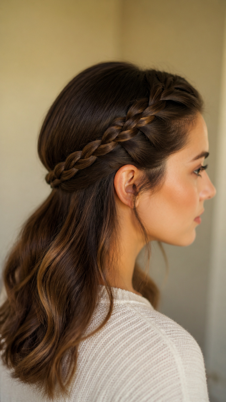 Braided Headband From Temple to Nape