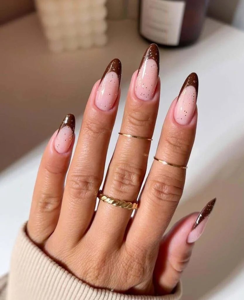 Brown Glitter Tips