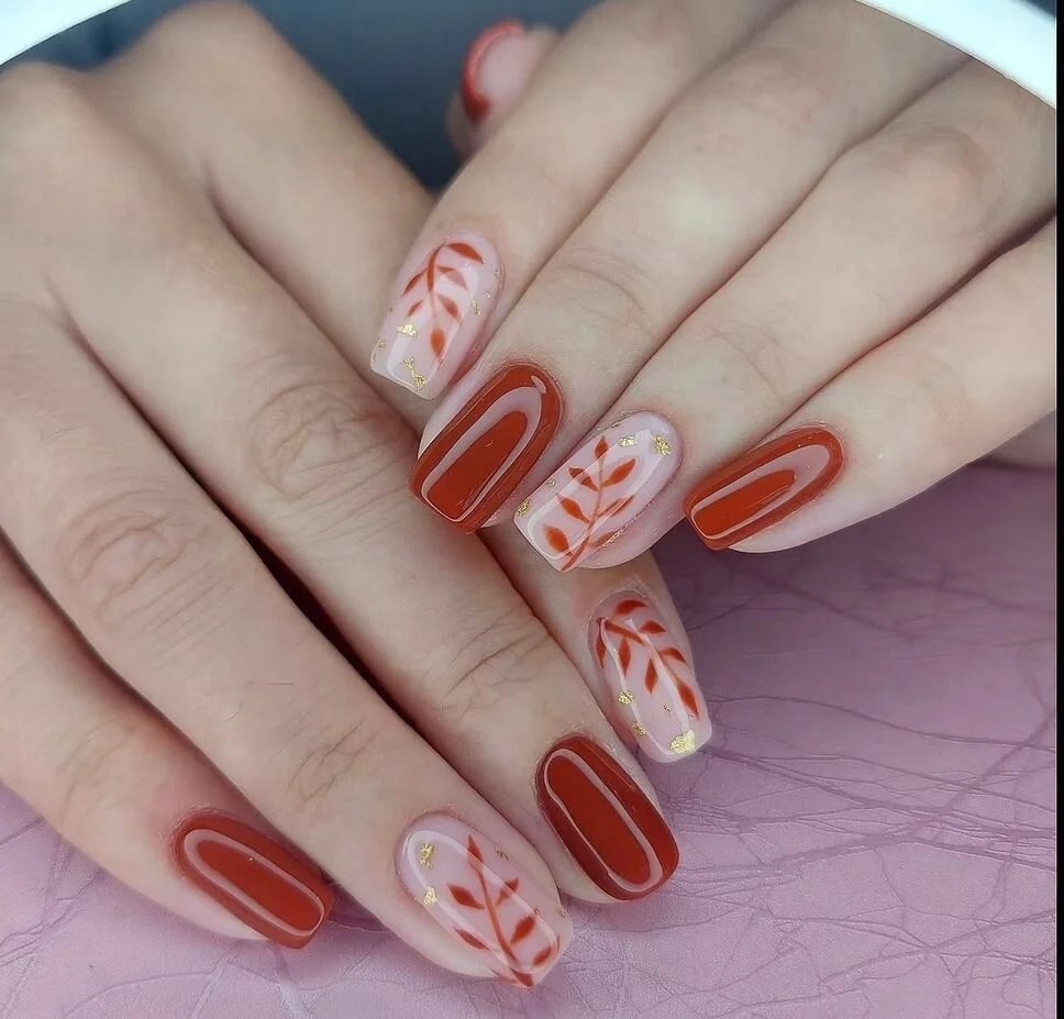Burnt Orange Leaf Design