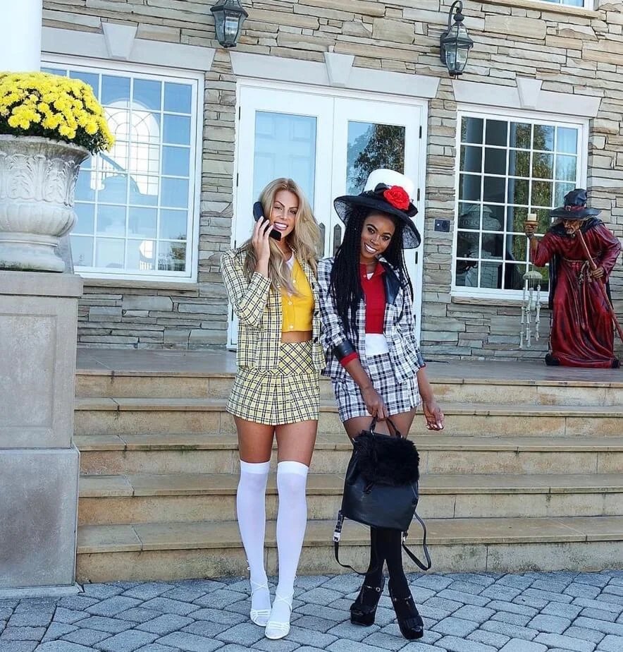 Cher and Dionne plaid suits