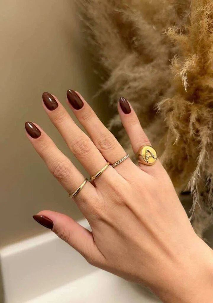 Chocolate Brown Almond Nails