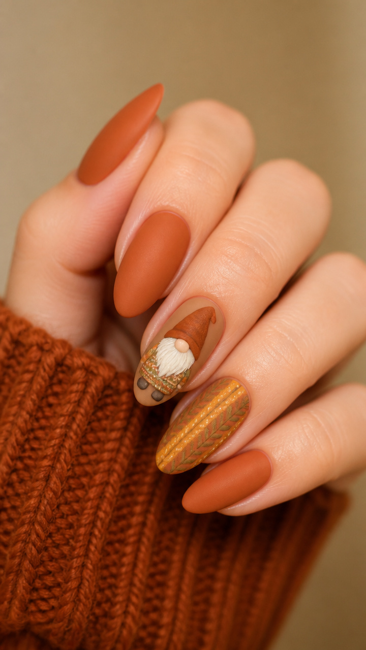 Cozy Bearded Gnome in Autumn Sweater