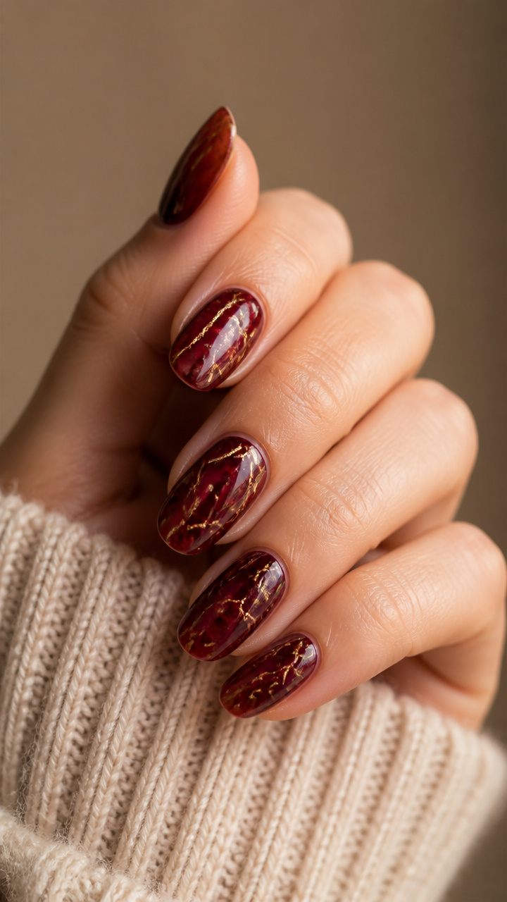 Cranberry Crush with Gold Veins