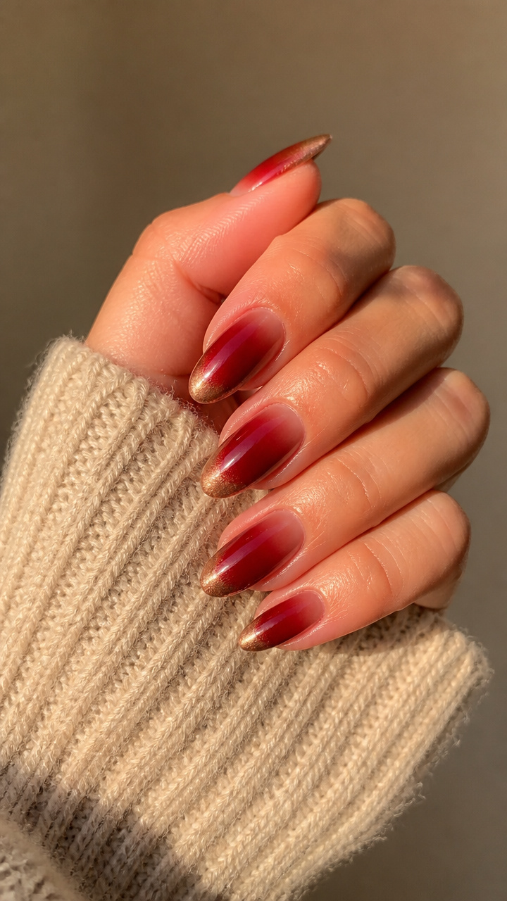 Cranberry Ombre with Copper Tips