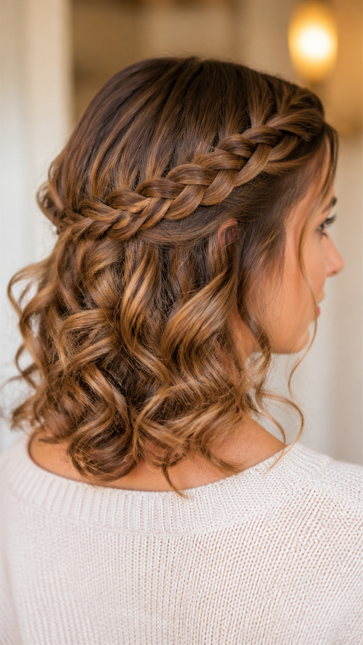 Crown Braid with Curly Ends