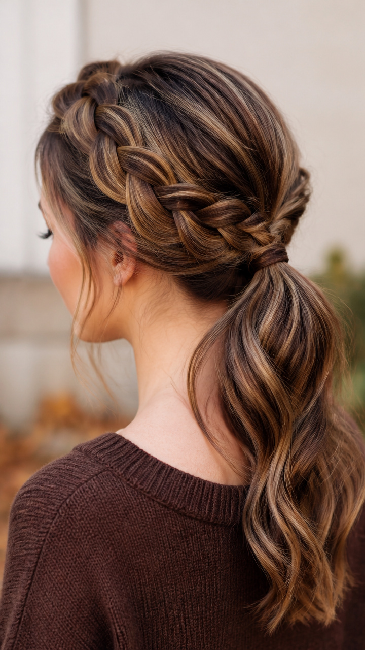 Crown Braid with Low Pony