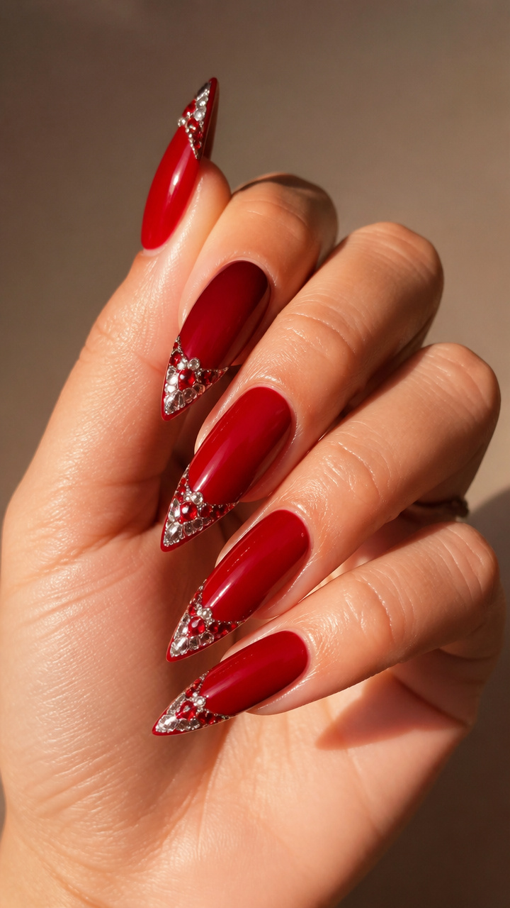 Crystal-Studded Ruby Tips