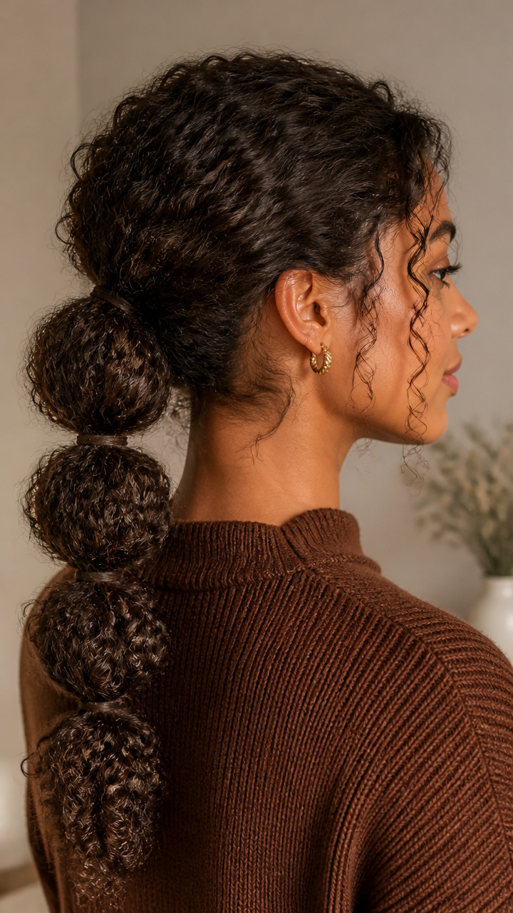 Curly Bubble Ponytail