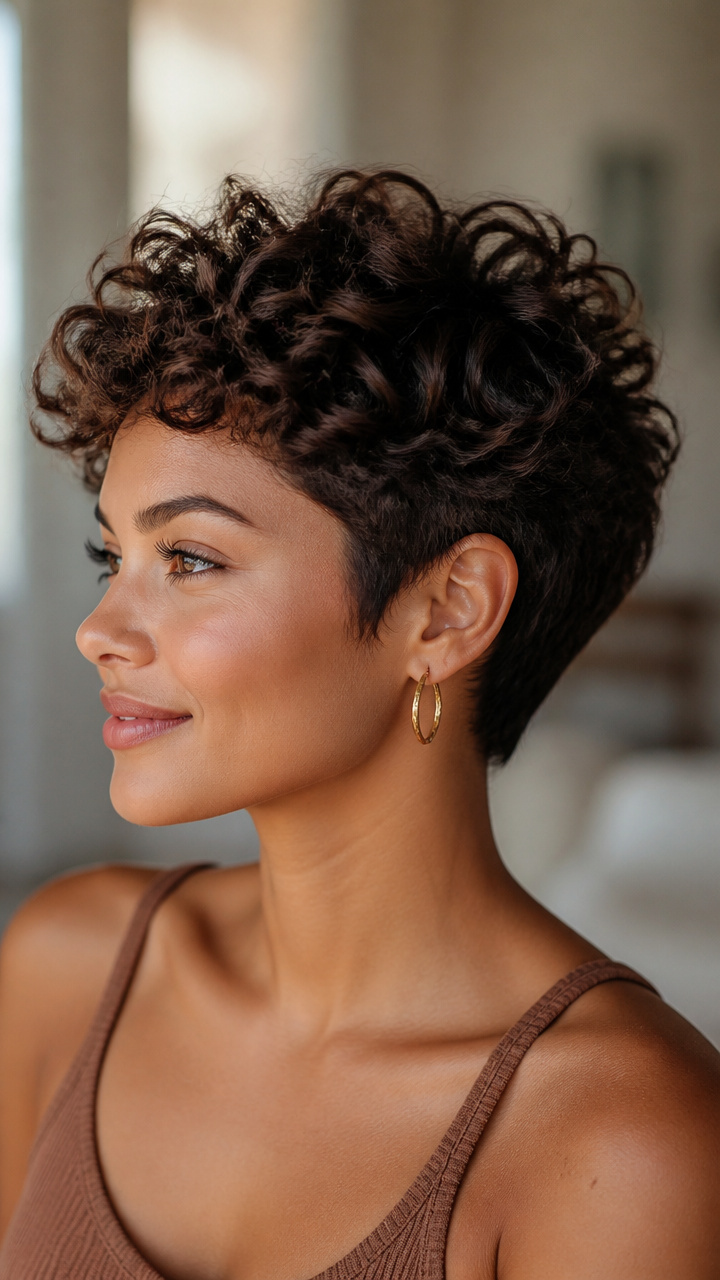 Curly Pixie with Textured Crown