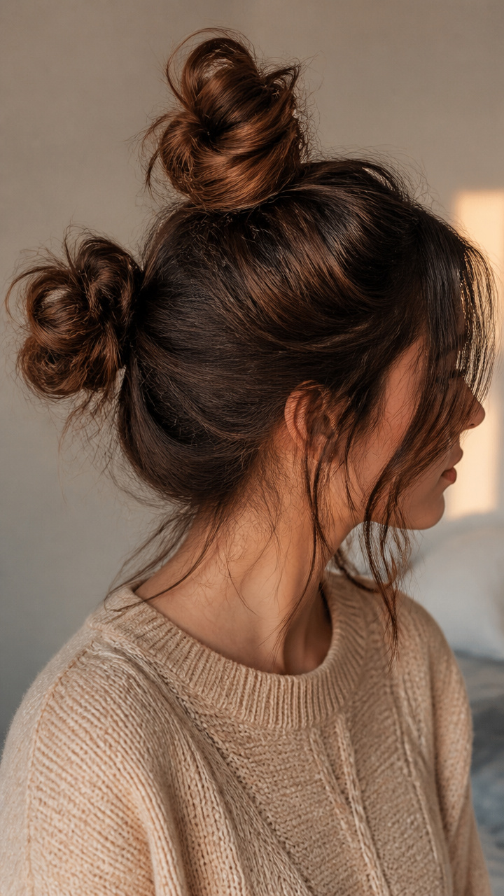 Double Bun with Uneven Sides