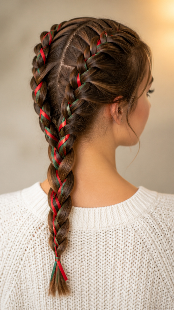 Double Dutch Braids with Ribbon Accents