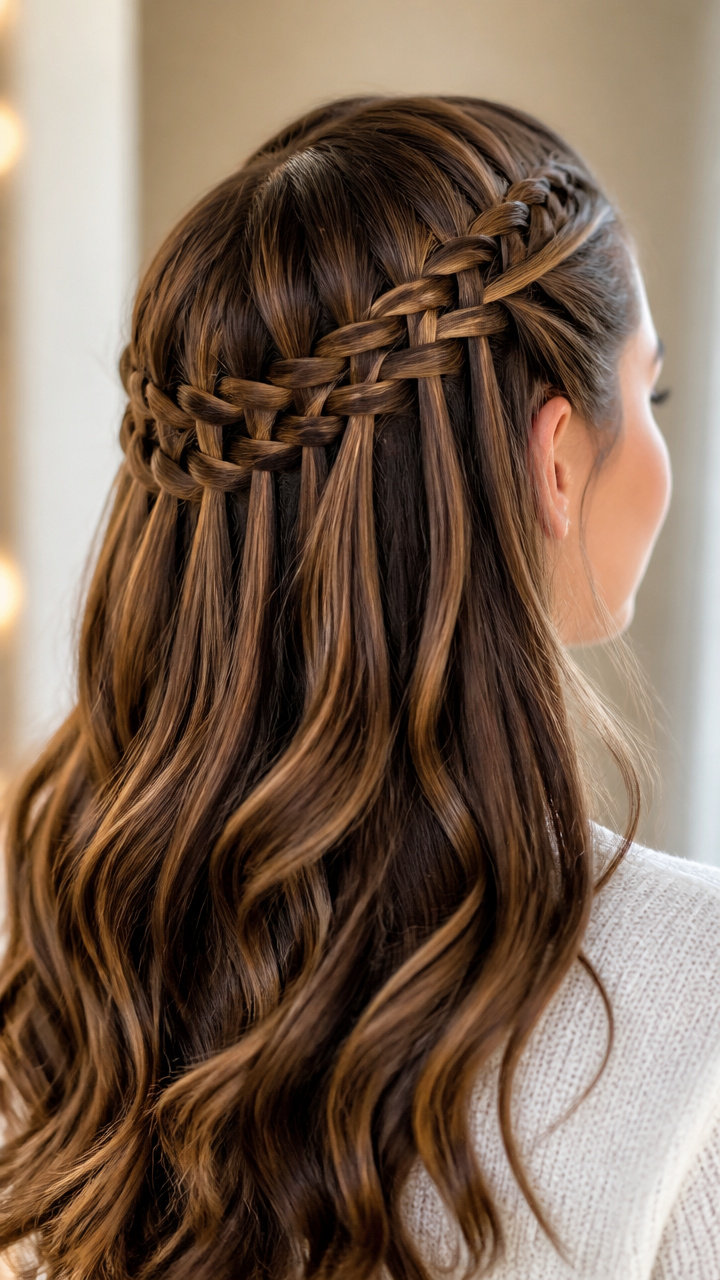 Double Waterfall Braids Crown Style