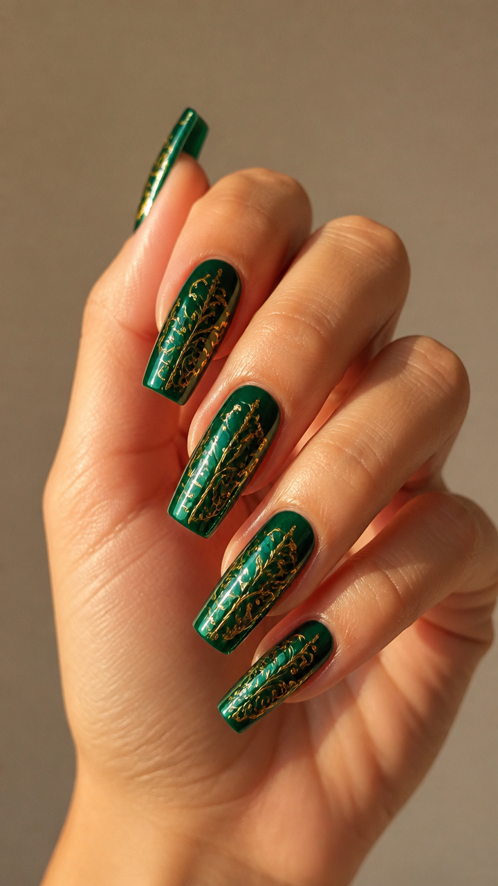 Emerald with Gold Filigree