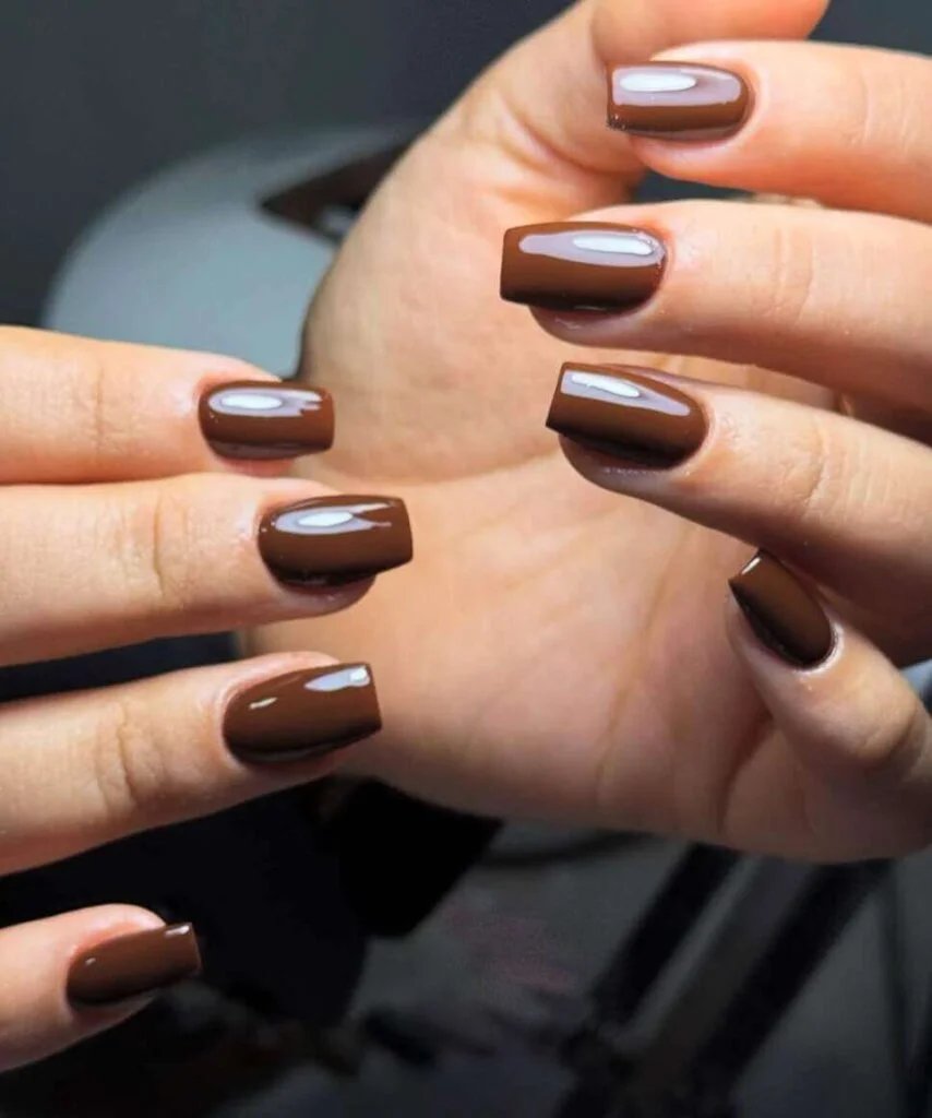 Espresso Brown Square Nails