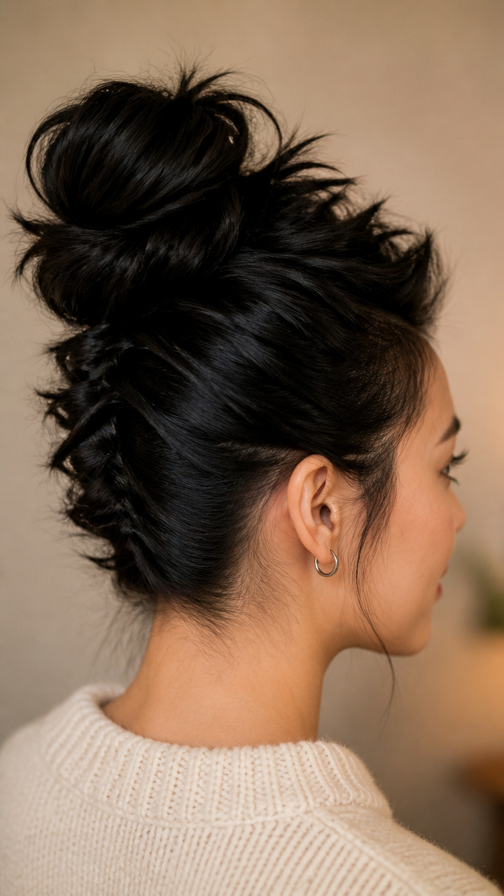 Faux Hawk Bun with Spikes