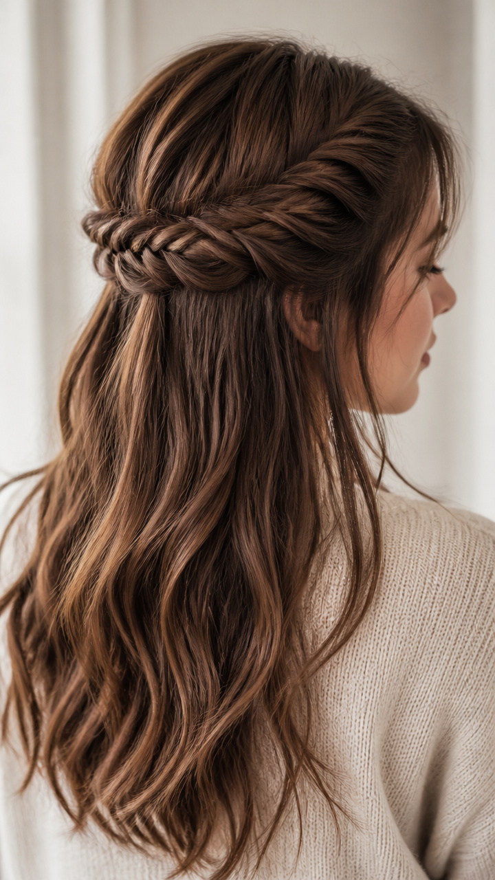 Fishtail Braid Half-Up Crown