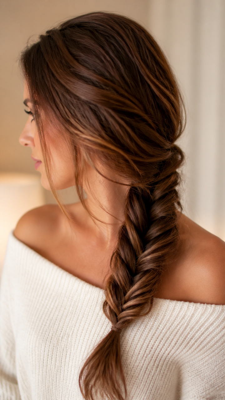 Fishtail Braid Over One Shoulder