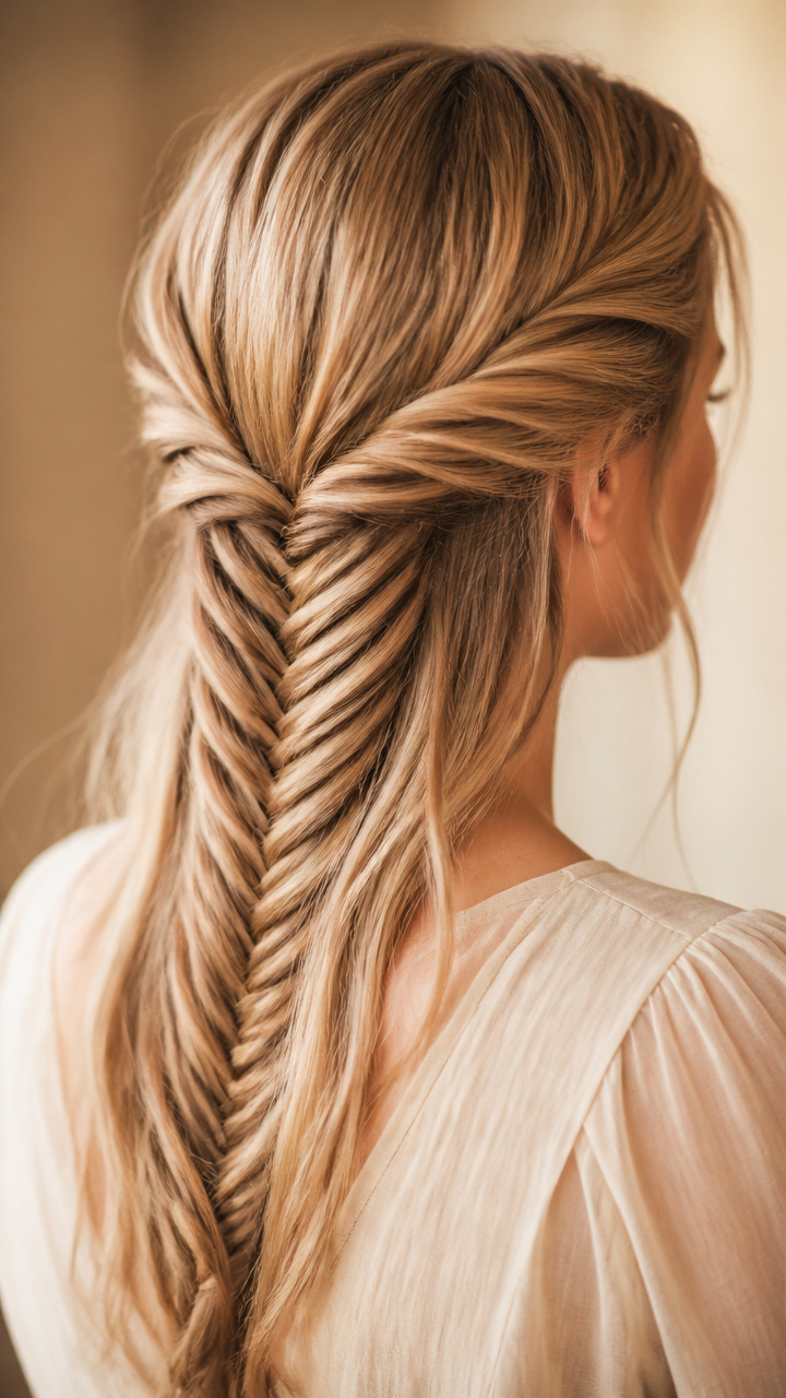 Fishtail Braid with Pinned Back Sides