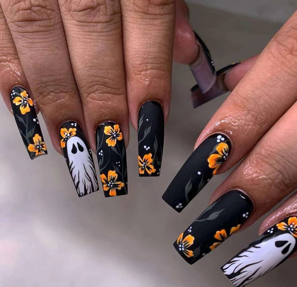Floral Ghost Nails