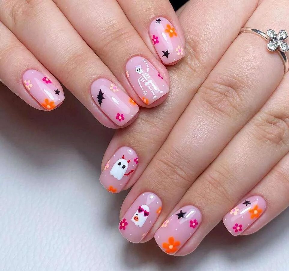 Floral Halloween Nails
