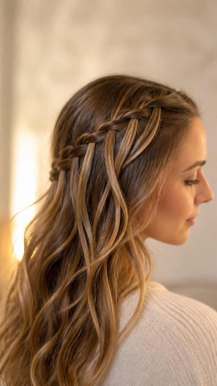Front-Facing Waterfall Along Hairline