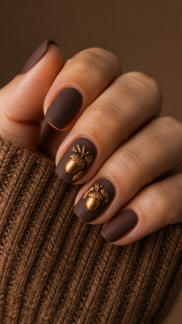 Gilded Acorn Accent Nails