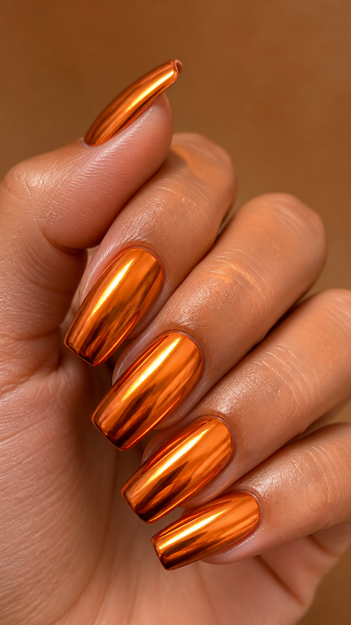 Gilded Gourd Chrome Nails