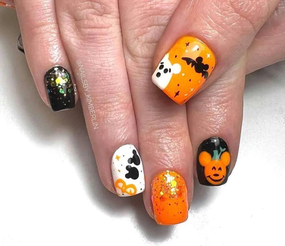 Glitter Mickey nails