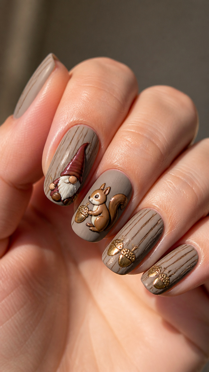 Gnome & Squirrel Sharing Acorns