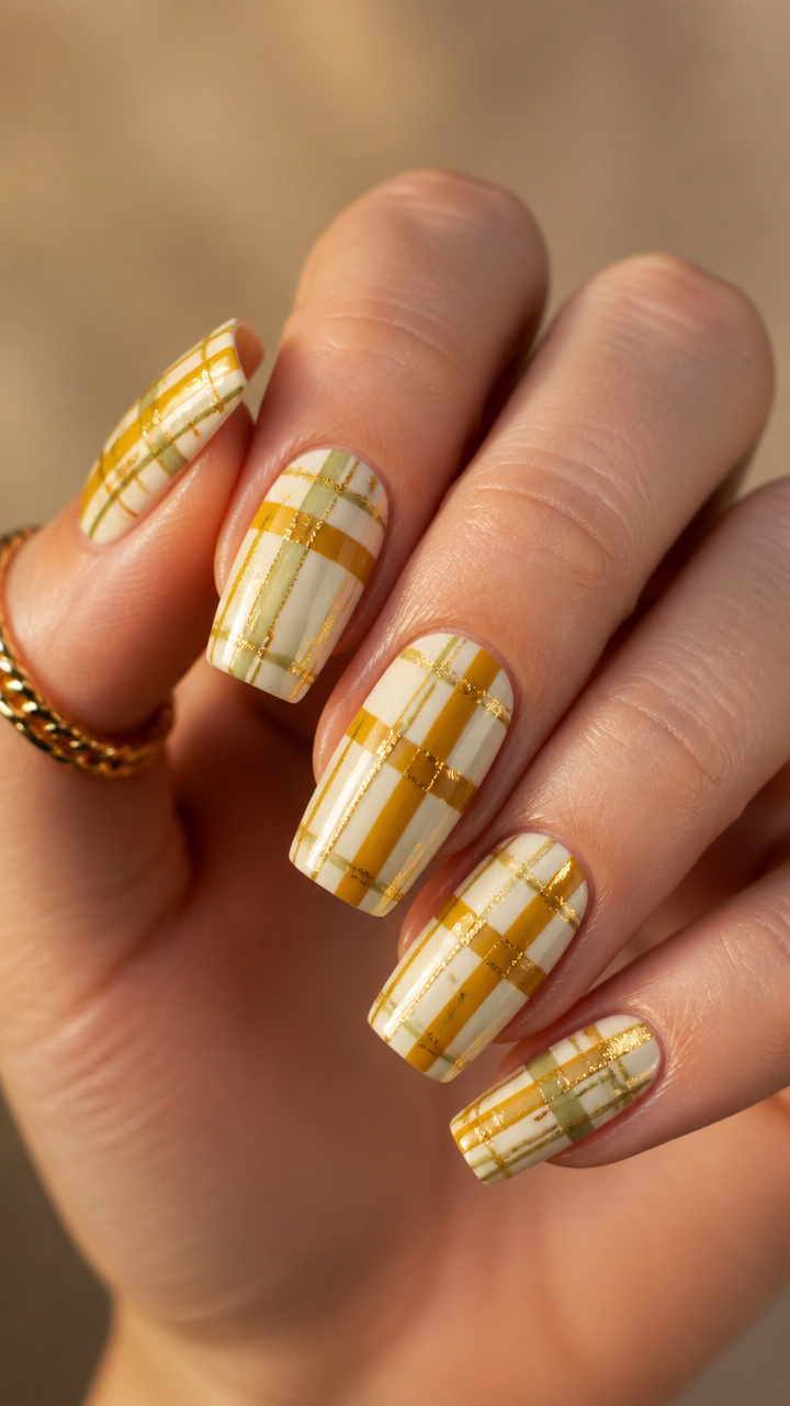 Golden Plaid with Gold Foil