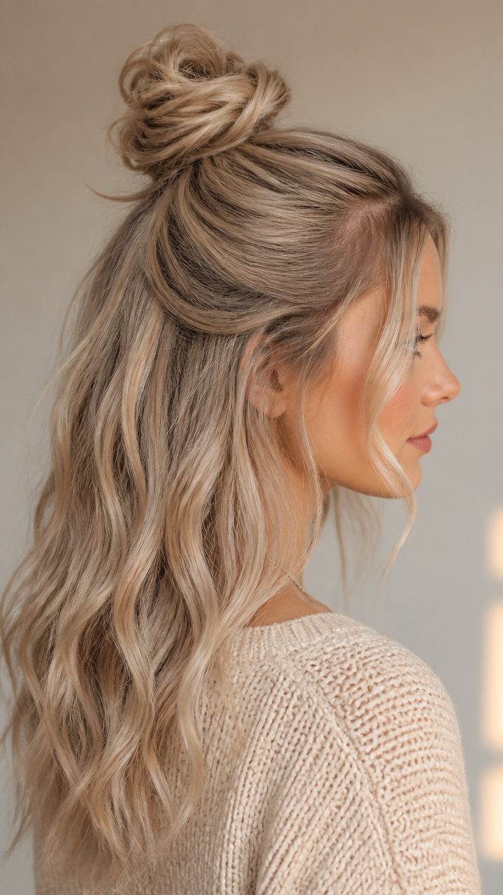 Half-Up Top Knot With Tendrils